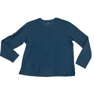 Mutual Weave Men's Lg Cotton Thermal Long Sleeve Crew Neck Pocket T-Shirt Teal